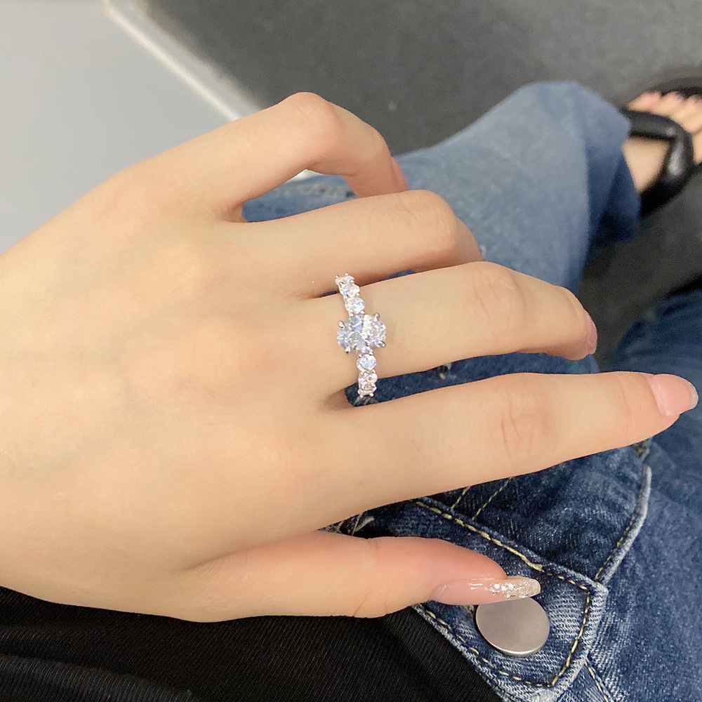 Retro Oval Sterling Silver Plating Inlay Zircon Rings 1 Piece