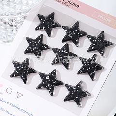 薇达饰品24MM树脂黑色五角星手机壳洞洞鞋ins发夹贴片diy饰品配件
