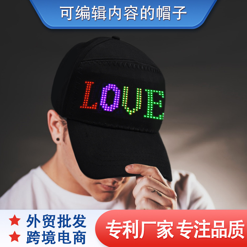 Black cap graffiti DIY text baseball cap luminous cap outdoor sunshade hat foreign trade cross-border explosives