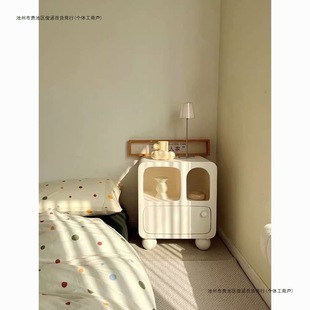 Popular New Cream Style Bedside Storage Rack Simple Bedroom Small Bedside Cabinet Ins Style Storage Cabinet Rack Cave Cabinet