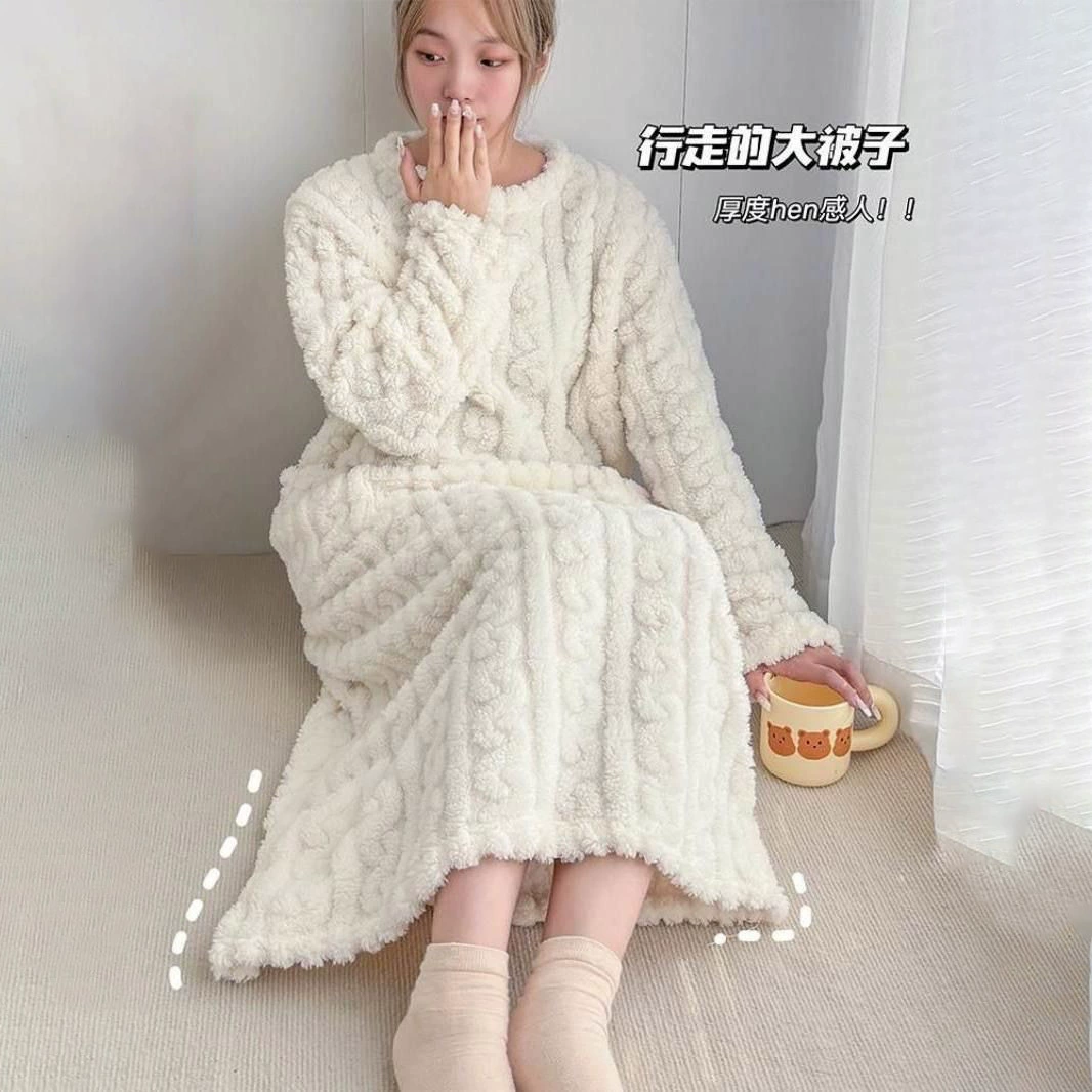 Duvet, velvet long bathrobe, pijama, winter skirt, increased thickness, maxi length