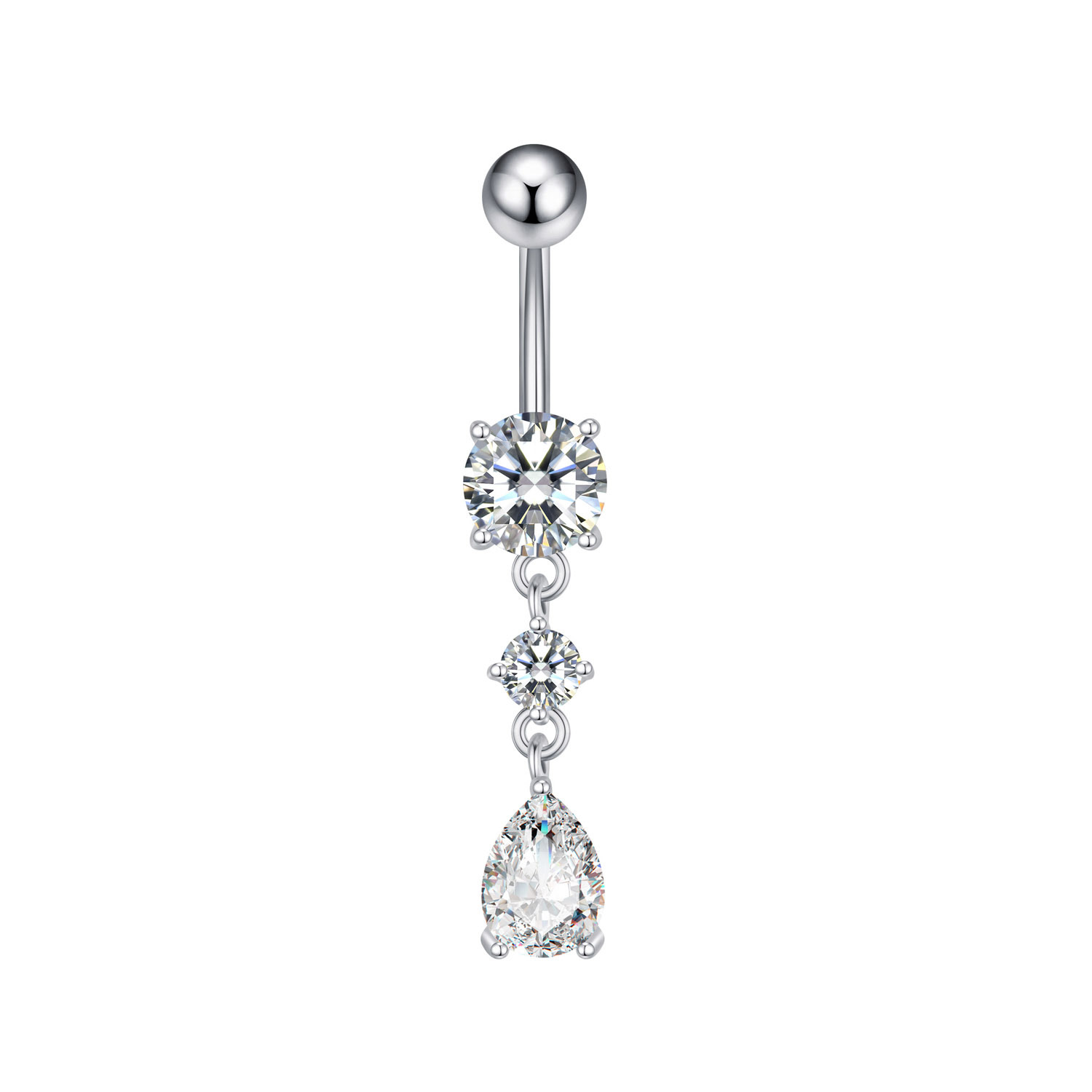 Piercing per ombelico da donna in acciaio inossidabile e rame, stile coreano, con micro intarsi in zircone a goccia d'acqua_voghion.com