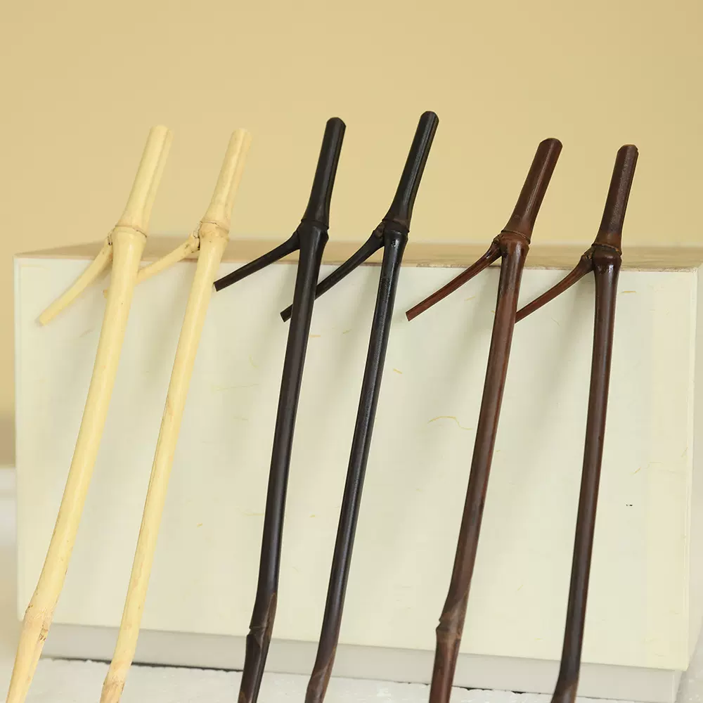 天然竹簪碳化竹枝条diy女古风竹制发簪头饰缠花簪子配饰简约发饰