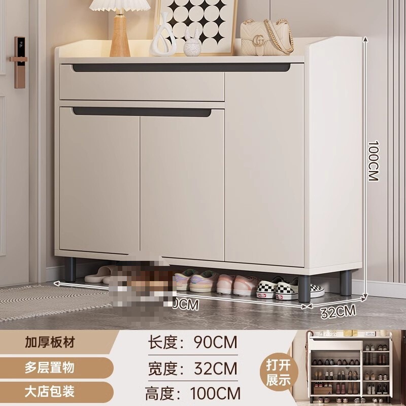 鞋柜家用门口轻奢入户收纳储物柜新款2025靠墙玄关柜一体鞋架|undefined