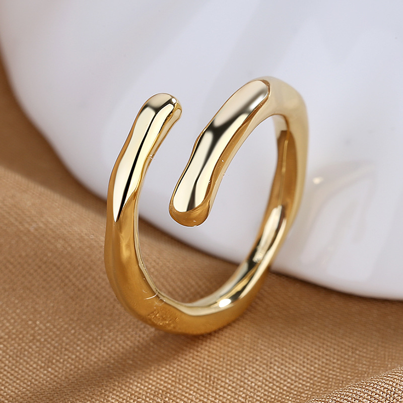 6g Weight Gold Plated Plating Material 1 Piece Fashion Solid Color Copper Plating Open Ring