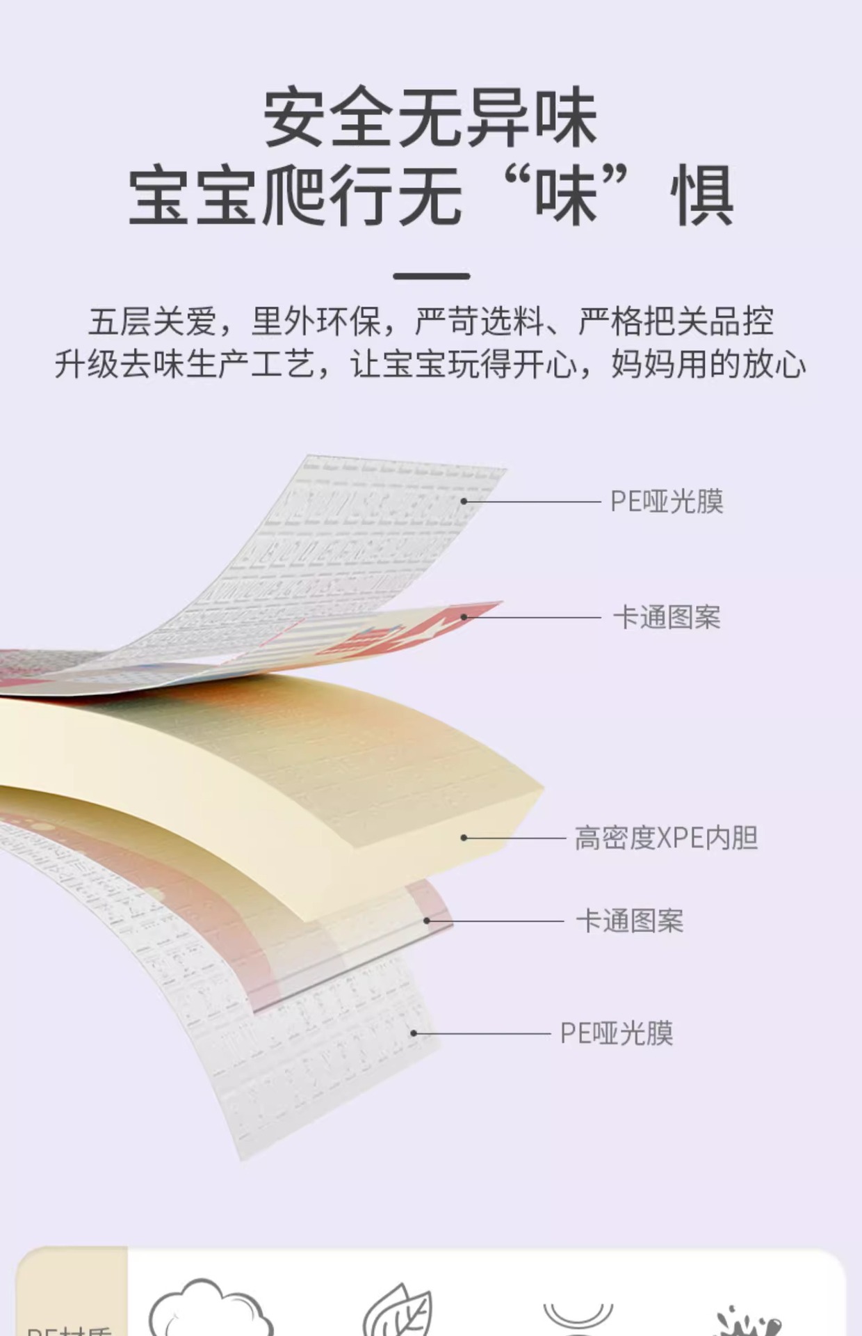 Factory wholesale xpe folding crawling mat thickened baby baby climbing mat children's foam floor mat double-sided