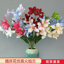 外贸新款仿真花火焰兰 婚庆仿真紫荆花 迎宾婚庆酒店布置装饰墙花