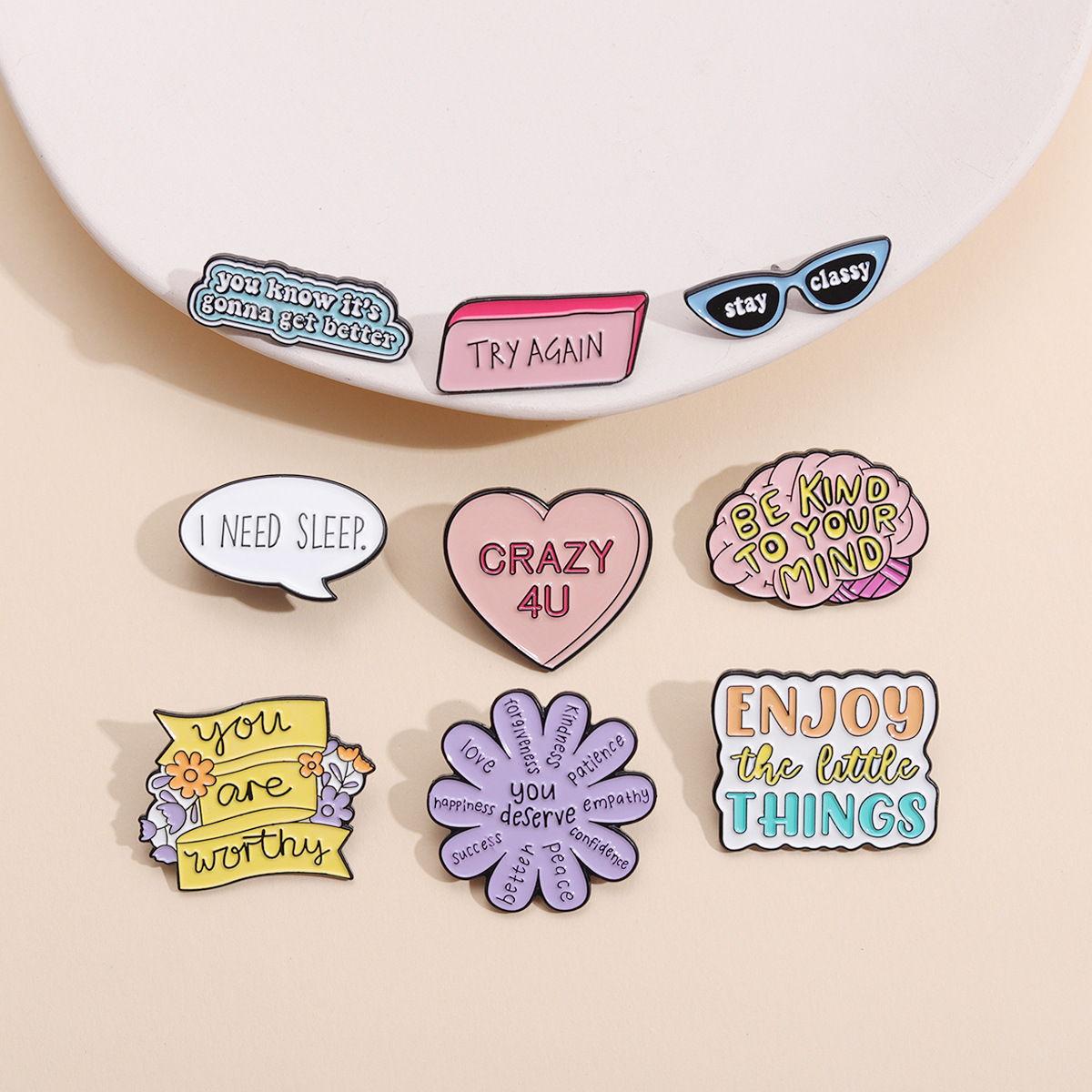 Alloy Material Cartoon Style Pin Letter Heart Shape Flower Alloy Stoving Varnish Unisex Brooches