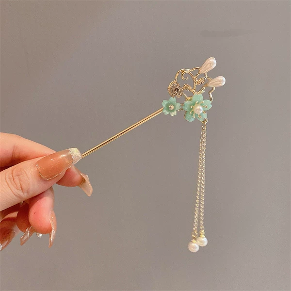 52# hairpin-two little blue flowers