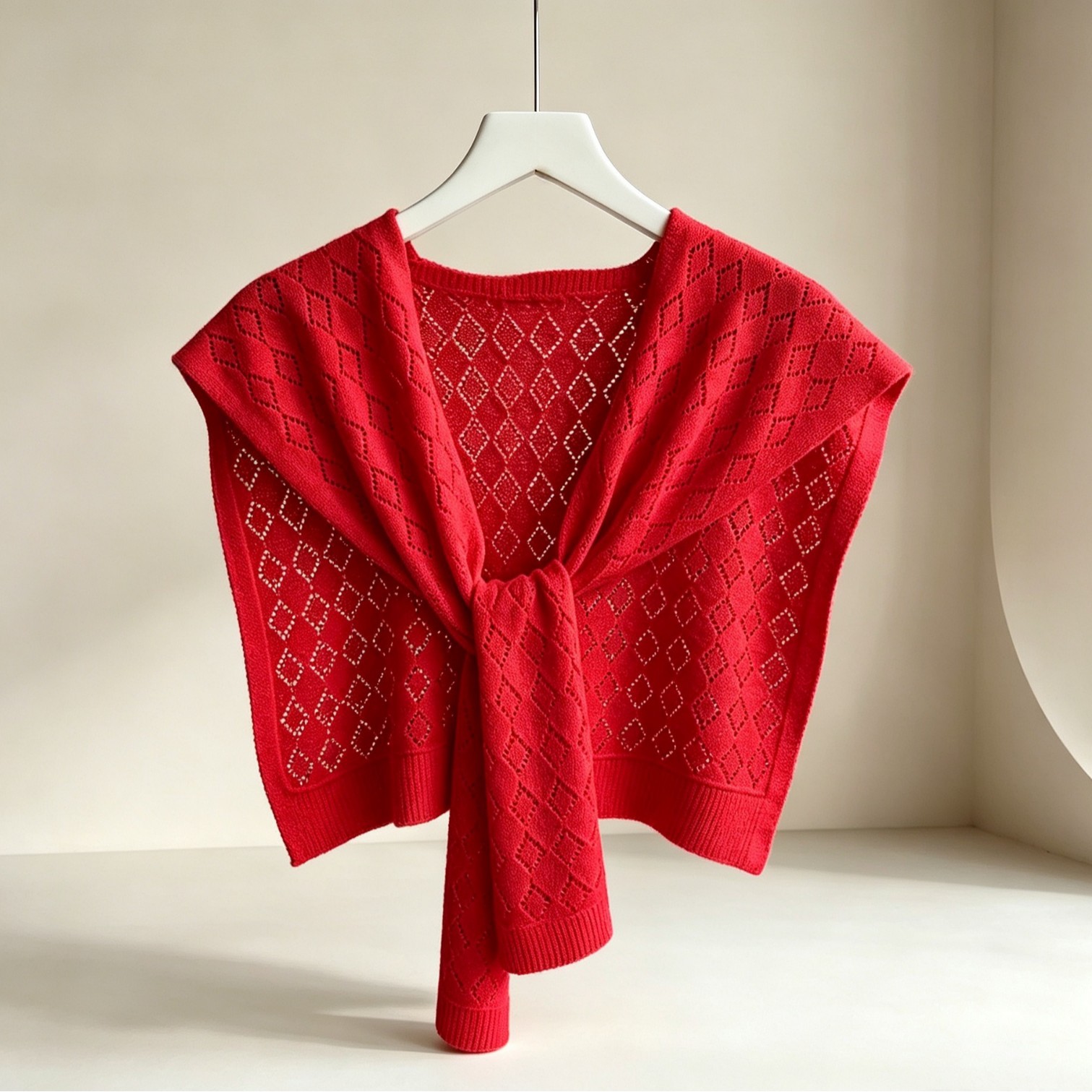 High-End Air-Conditioned Room Shawl, Thin Style for All Seasons, Women's Outerwear, Air-Conditioned Room Shoulder Cover, Shoulder Protector, Versatile Knitted Hollow-Out Design