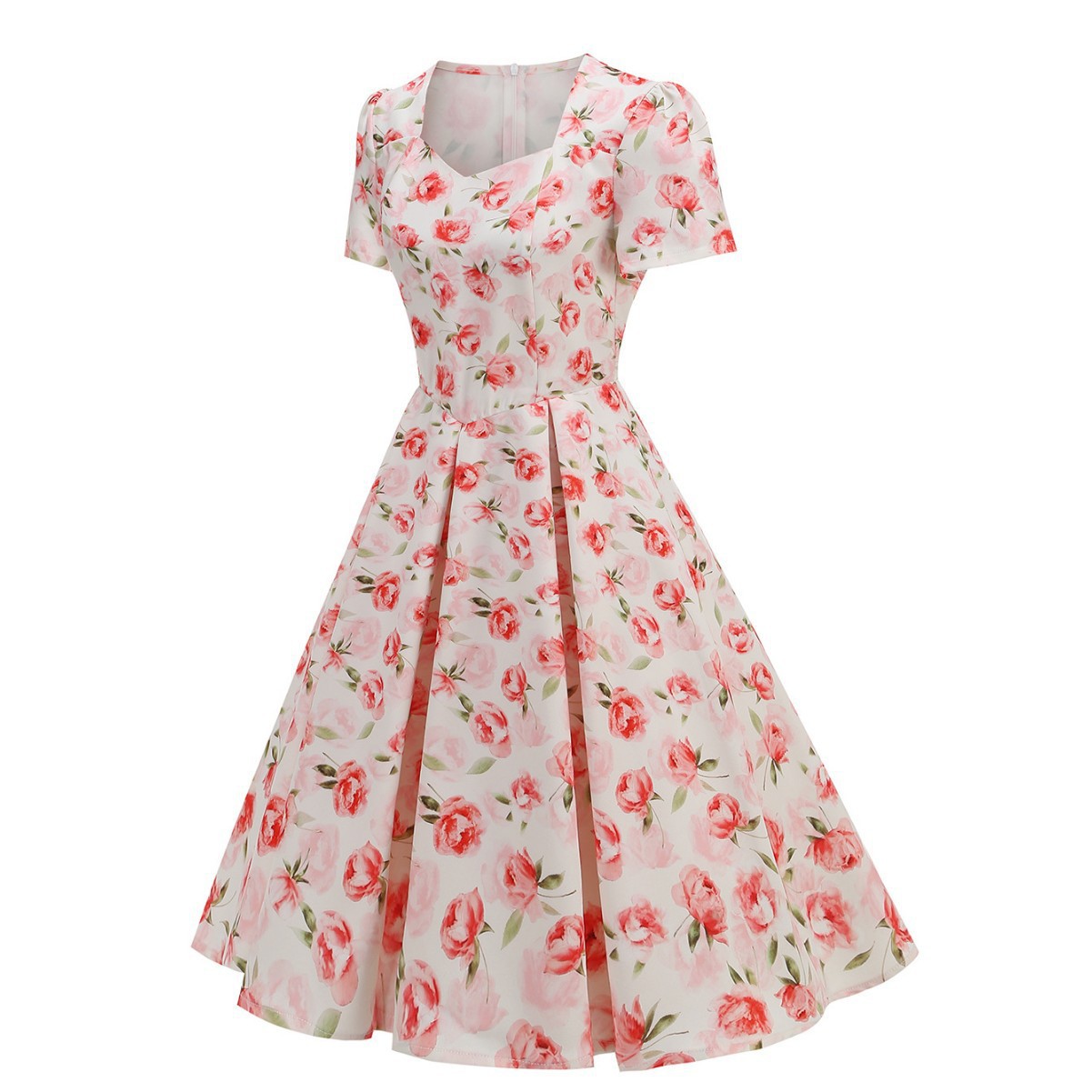 (Cross-border trading), summer retro beach dress, Amazon, western style, with short sleeve, square neckline, oversize