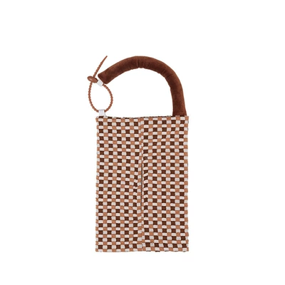 Car tissue box/set bag, multifunctional hanging tissue - bubble-checkerboard-hanging-tissue-box-in-coffee-color
