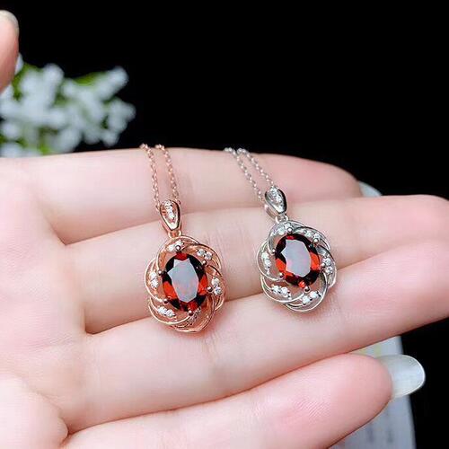 Imitation natural garnet women's stone jewelry set simple and fashionable women's style high-end ring pendant earrings