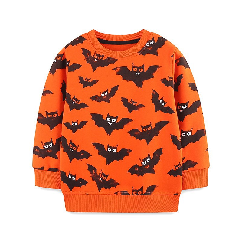 Sudadera Infantil de Otoño Estilo Europeo y Americano, Sudadera Moderna con Estampado de Calabaza, Cuello Redondo, Estilo Halloween
