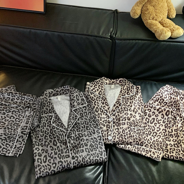 Panda japonés helado pareja pijama mujer primavera y otoño pantalones de mangas largas 2025 nueva ropa de casa de hombre de seda verano