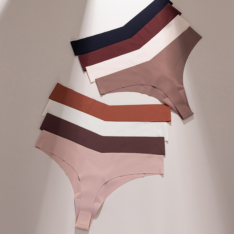 Foreign trade cross-border seamless thong, European and American plus size, matte ice silk, wide waist, non-curling edge, yoga invisible T-string underwear Foreign trade cross-border seamless thong, European and American plus size, matte ice silk, wide waist, non-curling edge, yoga invisible T-string underwear