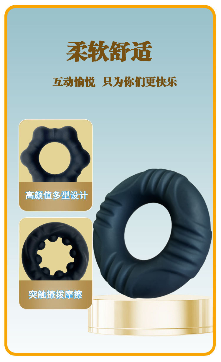 Men’s Liquid Silicone Delay Ring, Hexagon Design, Non-Vibrating Couples Wearable — detail image 9