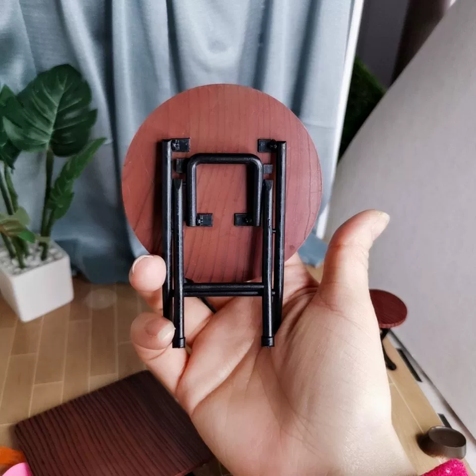 1:12 карманная модель искусственной мебели, складной обеденный стол + обеденный стул, аксессуары для кукольного дома, продуктовый киоск, ресторан