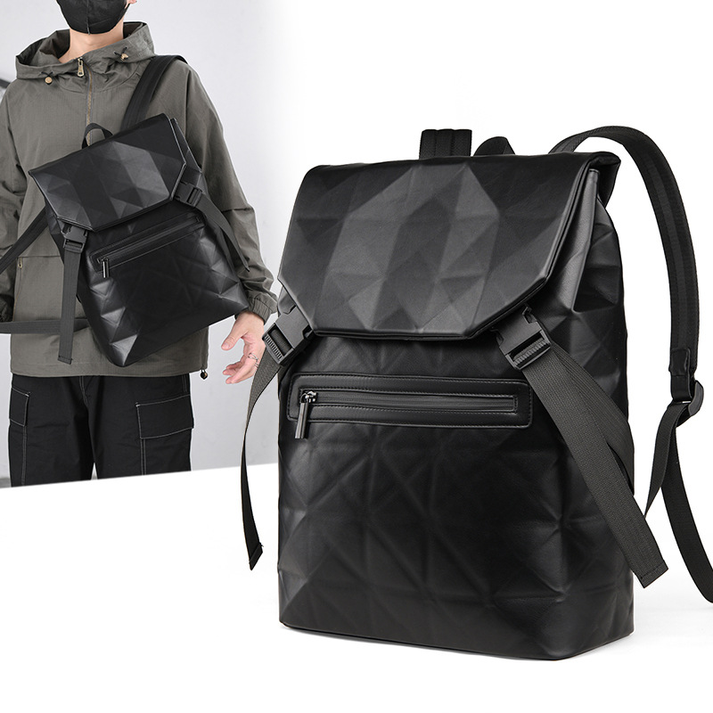 Men's Lingge 15.6 Business Commuter Computer Bag Trendy Cool Large Capacity Fashion Travel Backpack_voghion.com