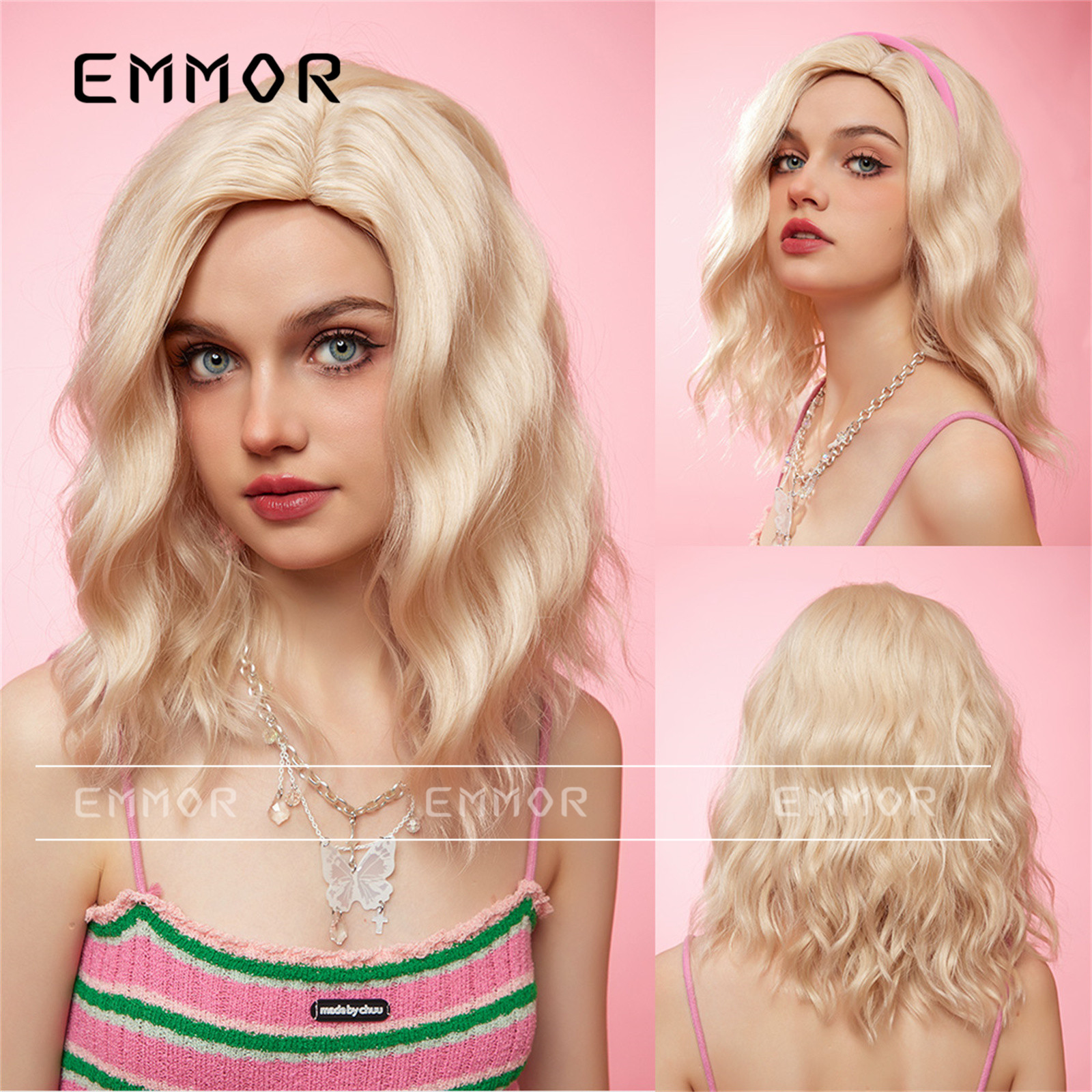 Peluca de pelo corto blanco de verano femenino oblicuo dividido blanco cabeza de Bobo natural reducción de edad alta Cráneo superior mullido cubierta de cabeza completa