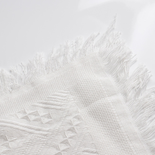 Ins style white knitted tablecloth sofa throw blanket sofa cover TV cabinet cover picnic cloth Nordic French throw towel