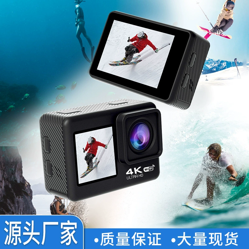 Популярная спортивная камера за пределами страны 4K wide-angle WIFI с двумя экранами для записи в походах и велосипедном спорте