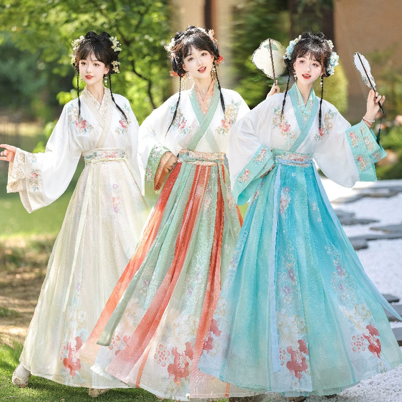 Вышитое платье Hanfu для взрослых для женщин, сказочный халат длиной до талии, повседневный наряд в китайском стиле, новая весенне-осенняя модель.