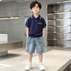 男童夏装套装2026新款儿童夏季韩版Polo衫短袖两件套宝宝运动衣服
