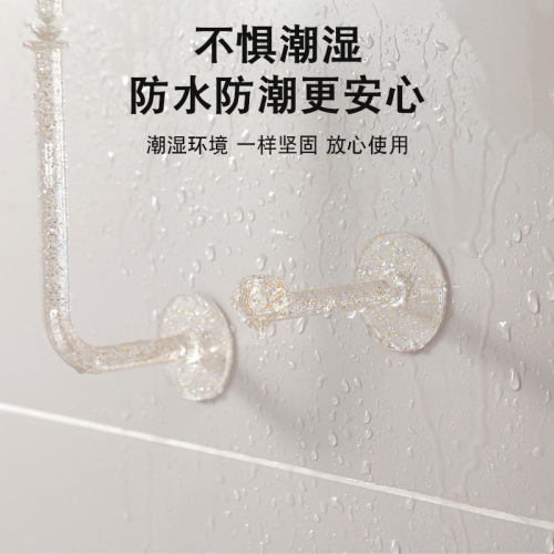 L-shaped combinable hook, transparent hook, no punching hole, bathroom wall hook, cat traceless suction cup, strong sticky hook