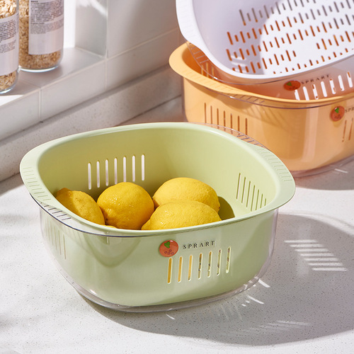 Nordic creative double-layer drain basket plastic household sink basin living room multi-functional fruit plate kitchen sink basket