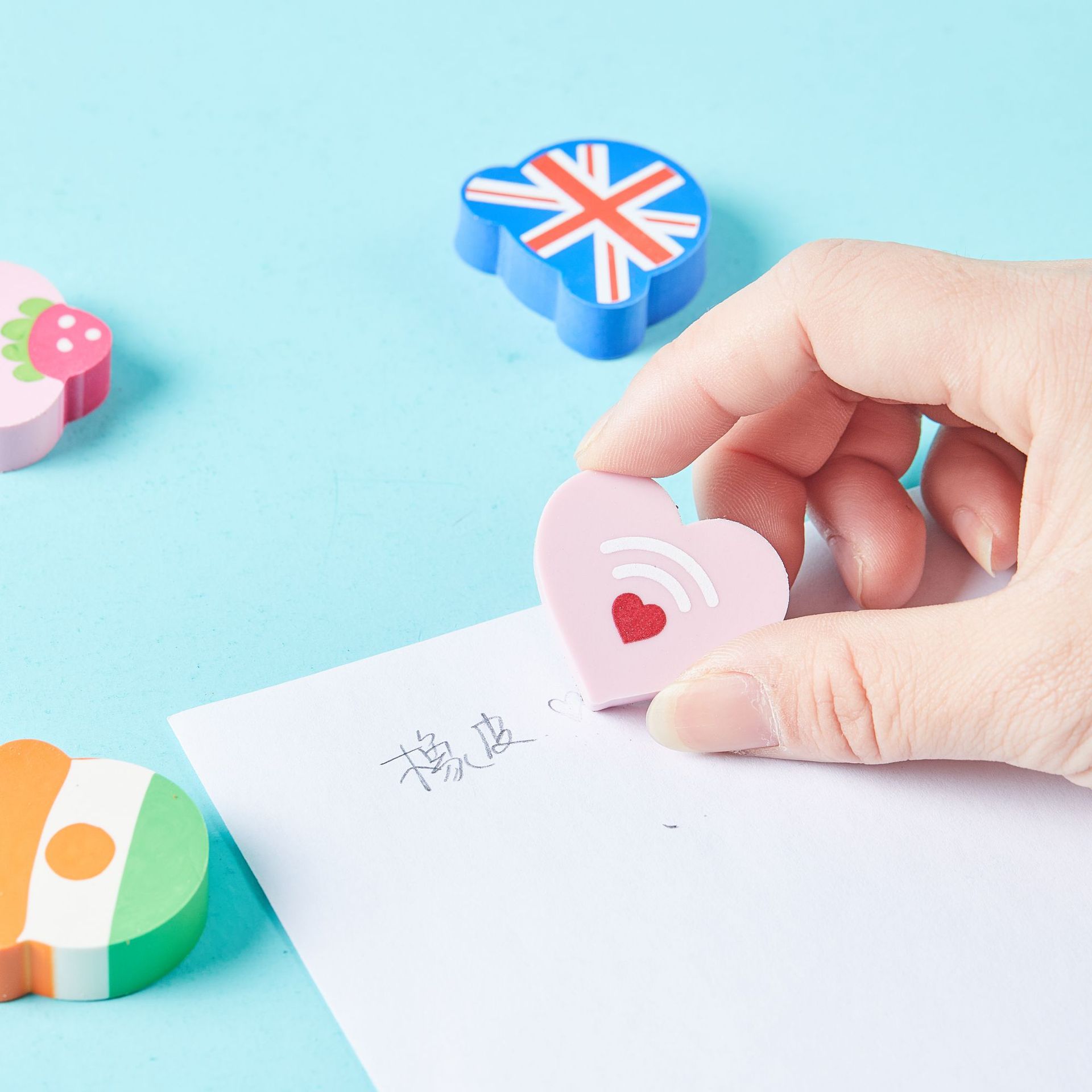 Banderas de dibujos animados pastel de dibujos animados borracha borracha estudiantes borracha material de estudio al por mayor