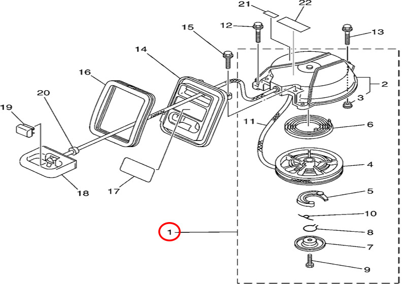 1)翟墨DEMONS舷外机船外挂机橡皮艇冲锋舟起动器总成6L5-15710-00