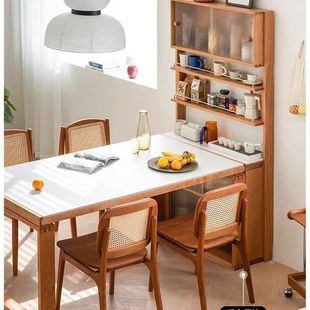 Japanese Style Cherry Wood Sideboard Full Solid Wood Rock Board Dining Table Sideboard Integrated Storage Storage Small Apartment Sideboard Thin Cabinet