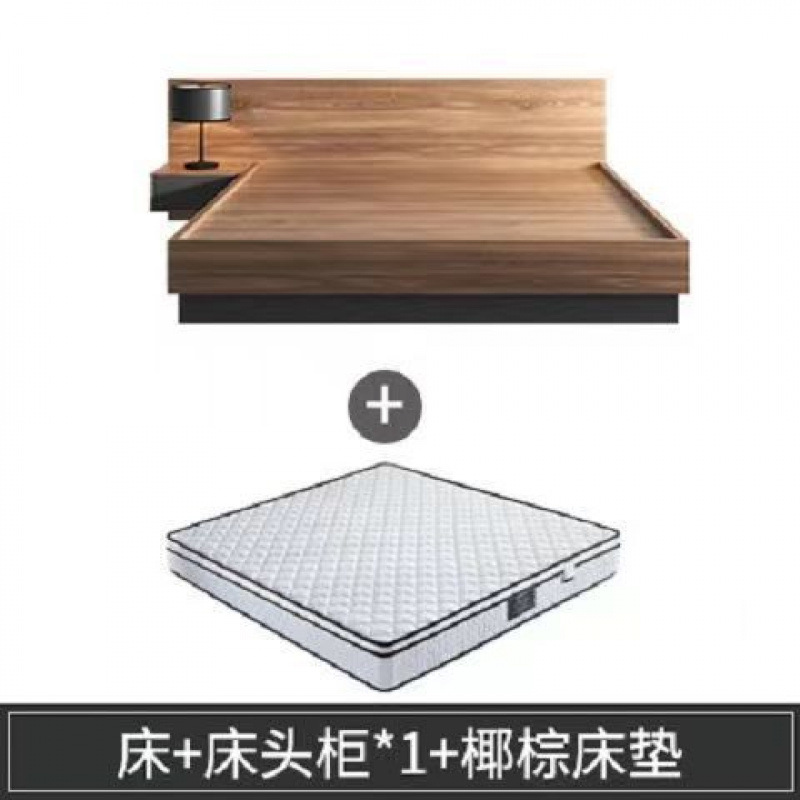 Cama 1 mesita de noche alfombra marrón ecológica