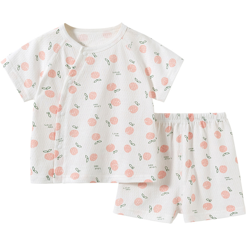 Set de mangas cortas para bebés de verano, algodón delgado de dos piezas para niños, niñas y niños pequeños, ropa de verano para bebés