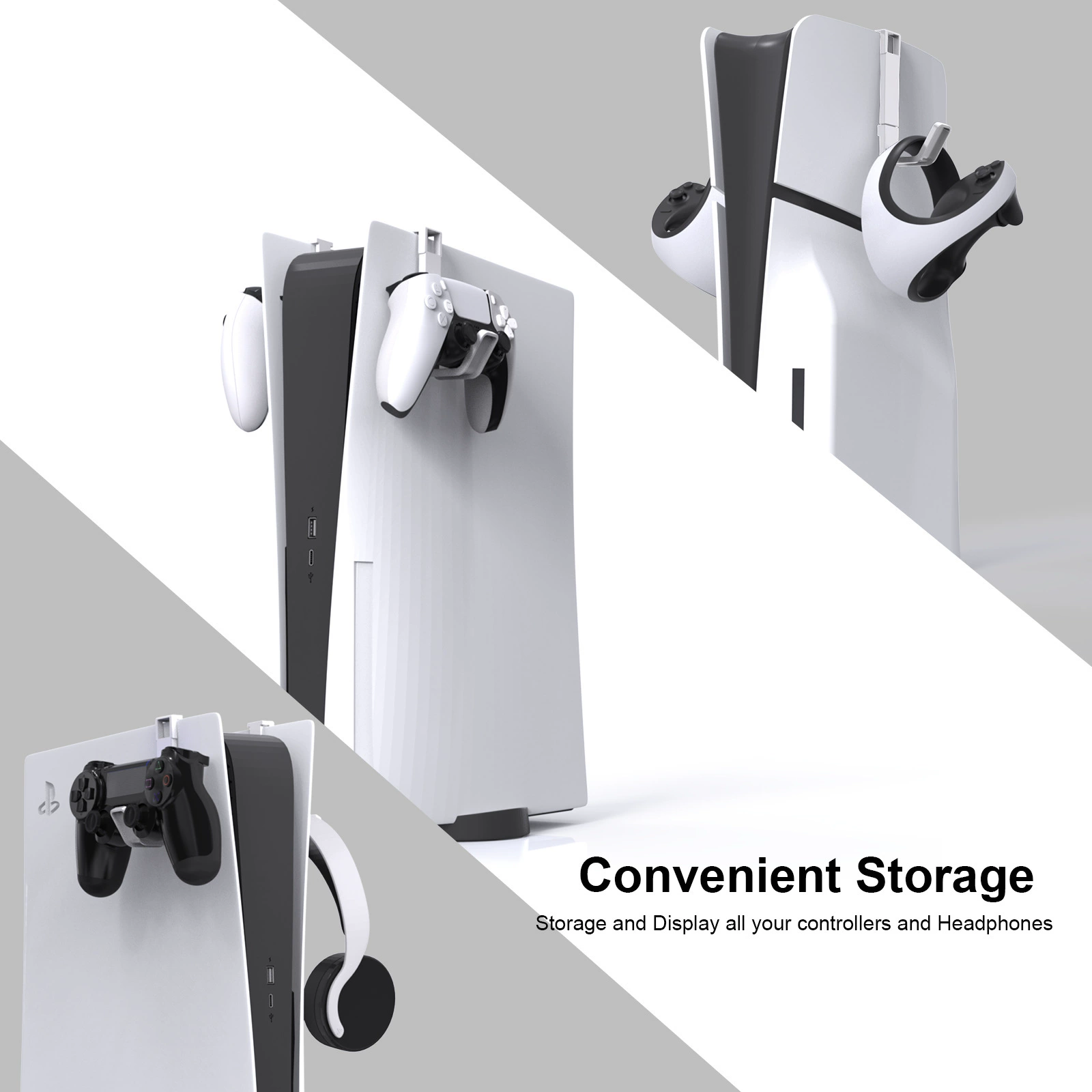 Боковой подвесной стеллаж для PS5 SLIM и держатель для переноски, стеллаж для хранения гарнитуры JYS-P5180