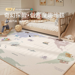 寝室のベッドサイドカーペット、子供用のかわいい防水性と汚れに強いメンテナンス不要のフロアマット、洗濯不要で拭き取れるリビングルームの厚いカーペット