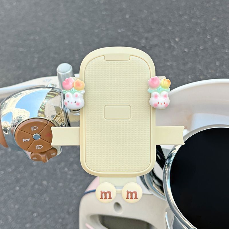 電気自動車携帯電話ホルダー漫画かわいいバッテリー車オートバイユニバーサルクイックバックル耐衝撃楽しいナビゲーションホルダー女性用|undefined