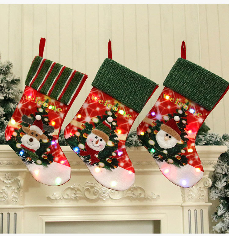 Wholesale New Large Led Luminous Christmas Socks Gift Bag Nihaojewelry display picture 5