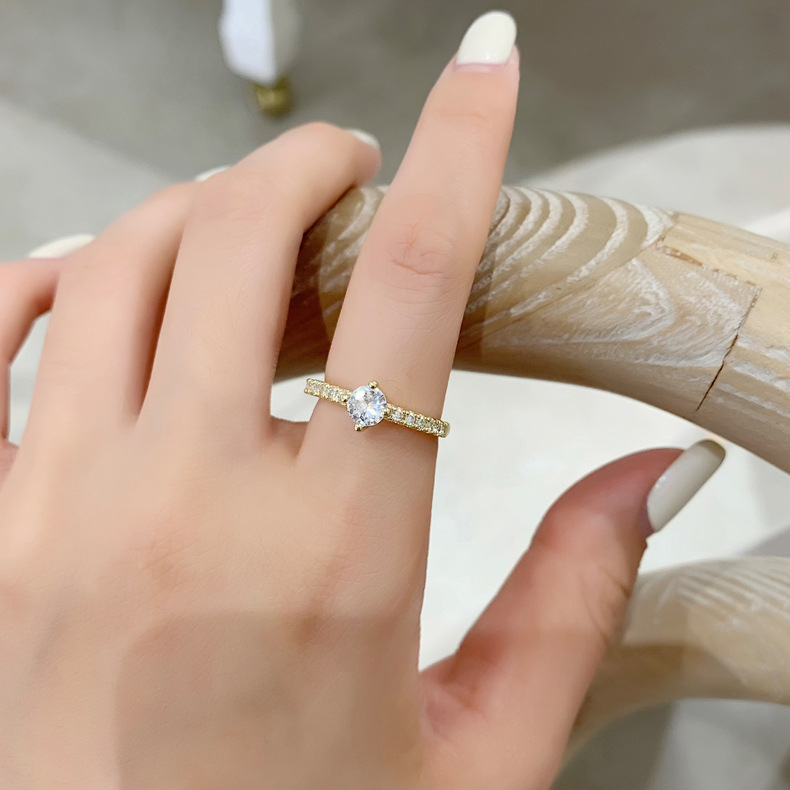 fashion micro-inlaid zircon heart square opening ring wholesale