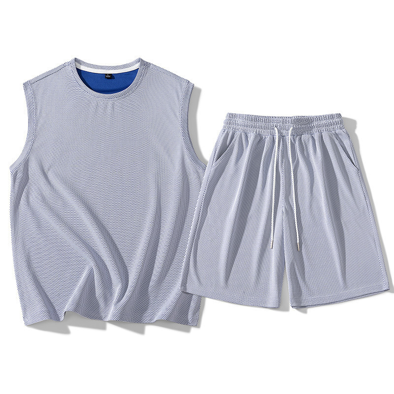 Ropa de ejercicios para hombres chaleco de hielo secado rápido conjunto de ropa deportiva camiseta de verano equipo de baloncesto entrenamiento de mangas cortas para correr