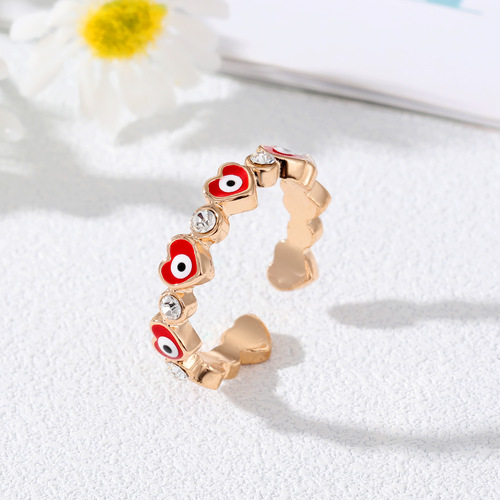 European and American cross-border new love devil's eye ring fashionable diamond adjustable eye ring retro hand jewelry