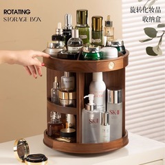 ドレッシングテーブル化粧品無垢材ウォールナット収納ラック大容量回転可能な多層ハイエンド化粧品収納