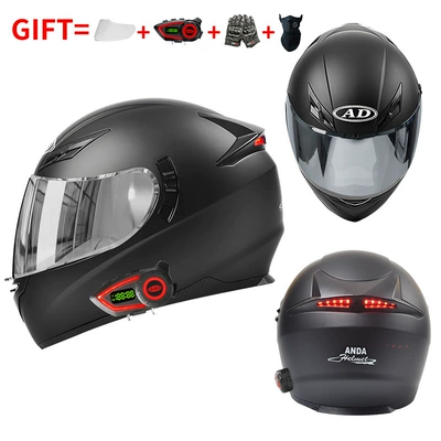 Motosiklet kaskı (dəbilqə) – Safe for Men and Women - bluetooth-model-matte-black-silver-plated-mirror-high-definition-mirror-m55-56-head-circumference