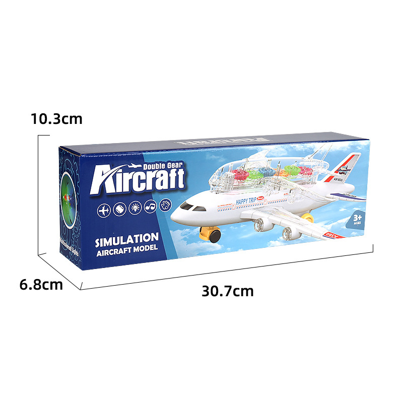 Eléctrico universal de doble capa engranaje avión música luz A380 avión modelo de simulación de aviones de juguete para niños
