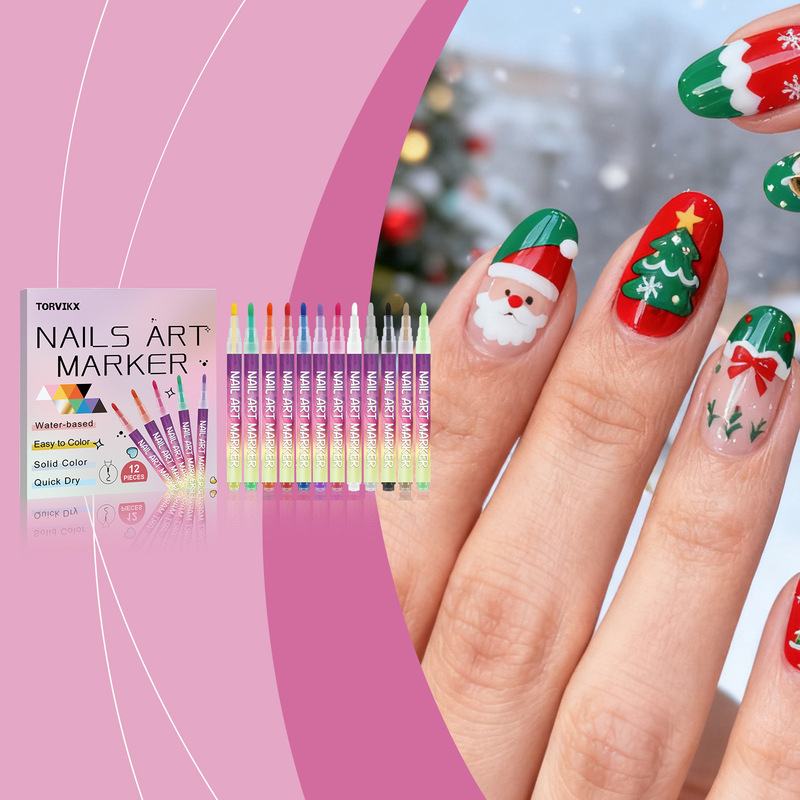 Torvikx DIY Nail Art Graffiti Pen Accurately Outlines Bright Colors, Is Novice-Friendly, Long-Lasting and Not Easy to Fall Off