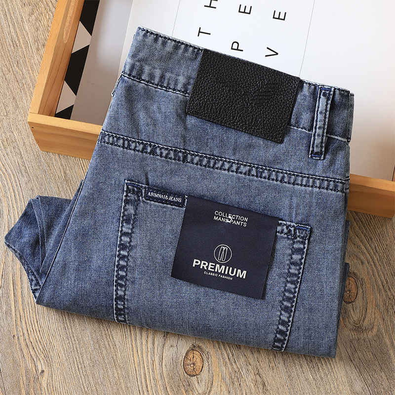 Summer new ultra-thin ice silk stretch loose breathable washed soft youth straight casual men's Denim trousers