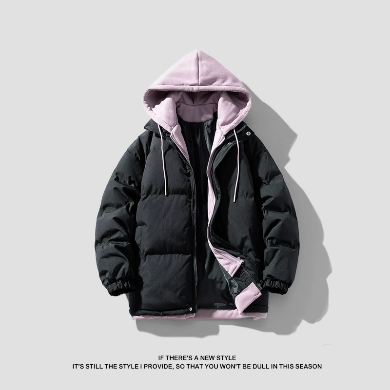 Гонконгский ветер молодежный прилив нейтральный стиль для мужчин и женщин повседневный утолщение и теплая с капюшоном мужское хлопковое пальто