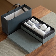 德化羊脂玉白瓷功夫茶具套装礼盒家用盖碗泡茶杯高档礼盒伴手礼品