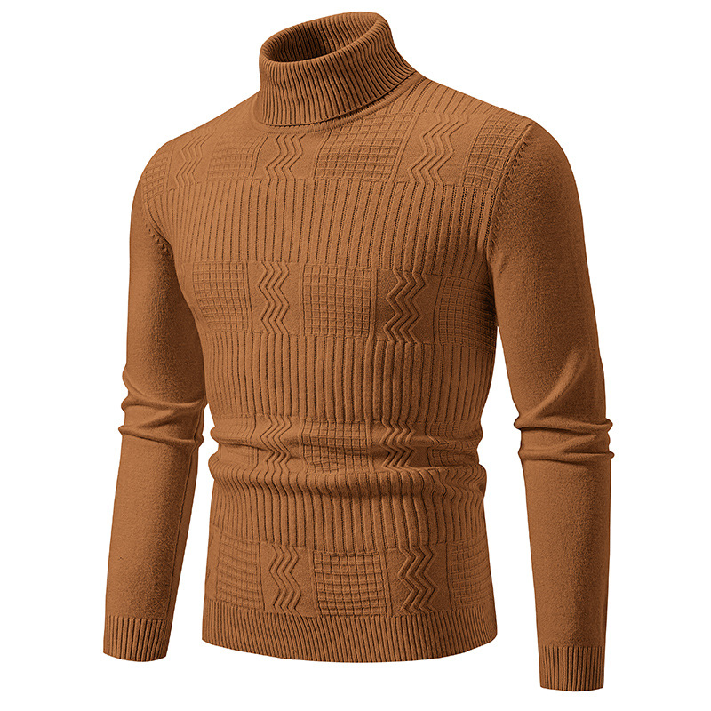 Men's High Neck Knit Sweater – Slim Fit Thermal Pullover For Layering Essentials_viptrois.com